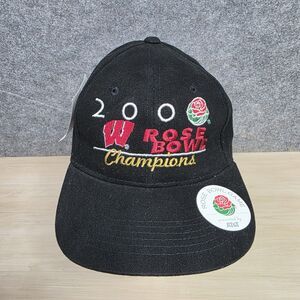 Vintage Rose Bowl Adjustable 2000 Wisconsin Badgers Hat Cap Strap Back Black New